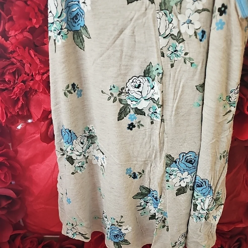 Justice Girls Floral Print Tank Top - Blue and Gray Size 12